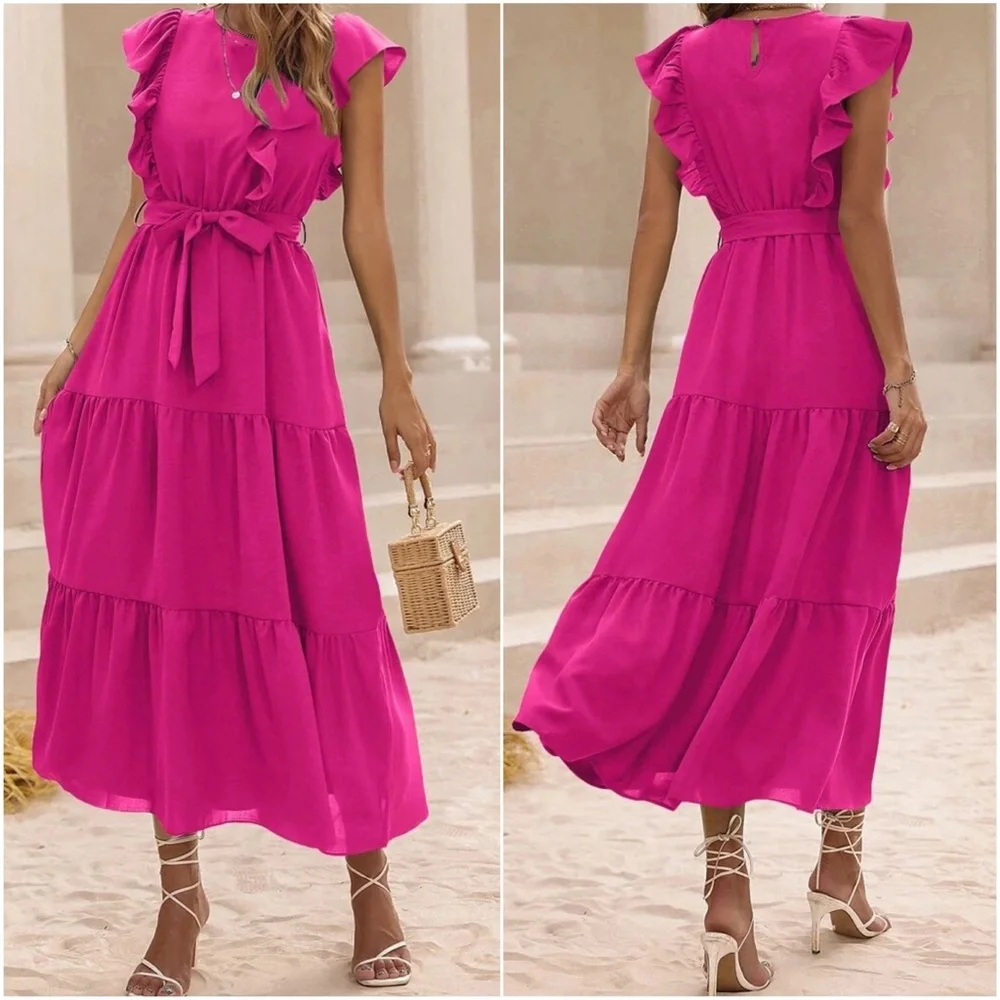 Boho Butterfly Sleeve Ruffle Maxi Dress - Picture 5 of 7